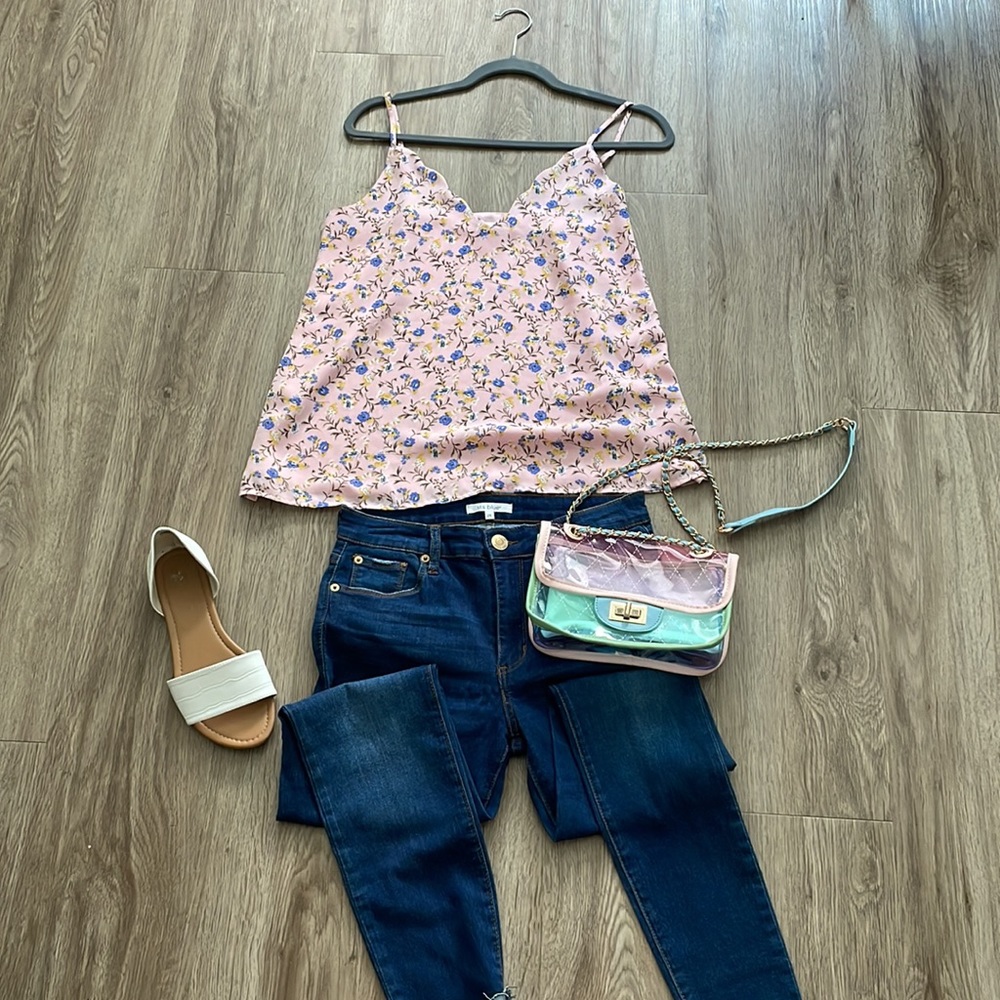 Pink floral cami top